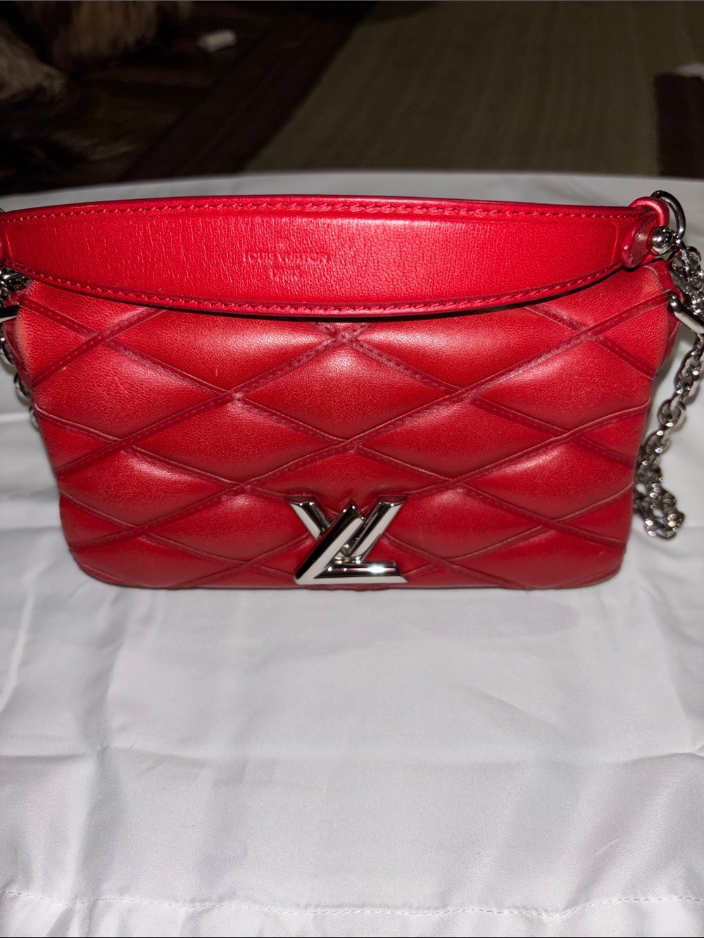 Louis Vuitton Red Quilted Crossbody with Silver Hardware